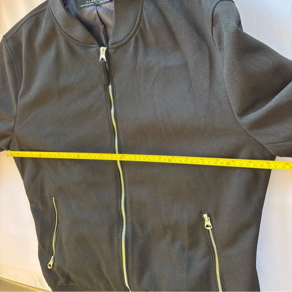Zara Black Bomber Jacket with Silver Zippers